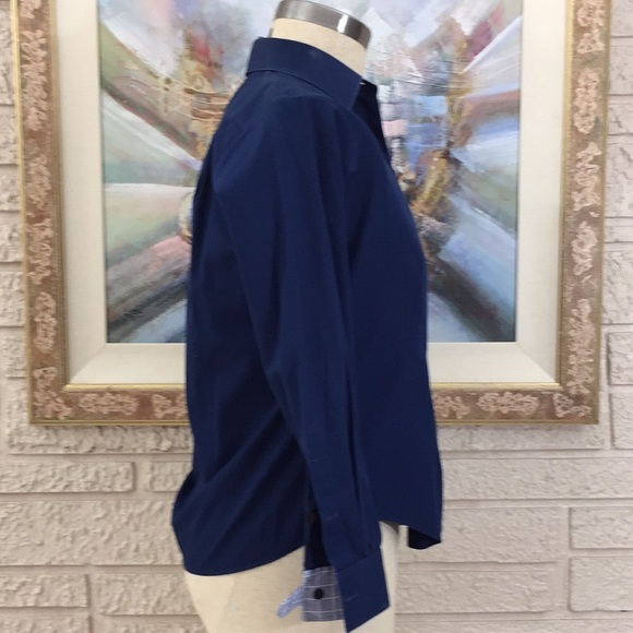 🌹From Collars To Cuffs Striped Trim Button Front Shirt Top - Picture 2 of 13